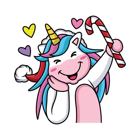 Cartoon Unicorn Is Celebrating Christmas With Cute Pose 1936176 Vector