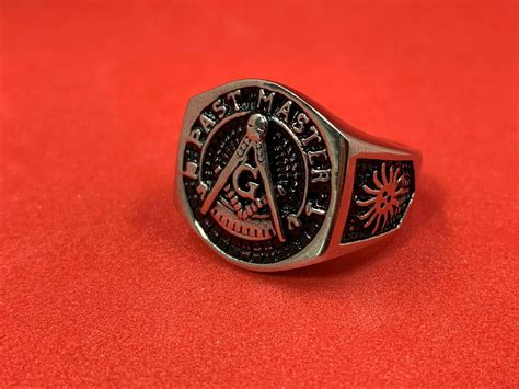 Mens Past Master Degree Masonic Silver Ring York Rite Freemason Ring