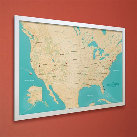 United States Push Pin Map Framed Us National Parks Road Trip Etsy