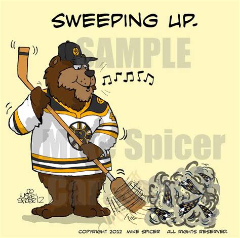 Mike Spicer Cartoonist Caricaturist Bruins Vs Washington Sweepin Up