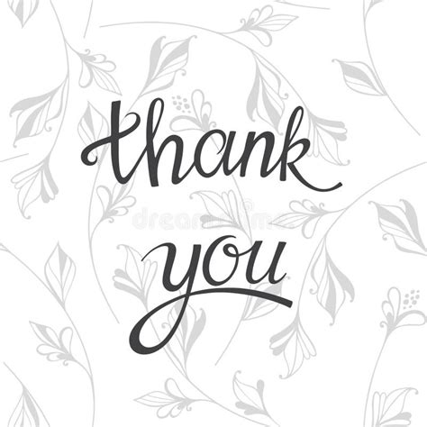 Lettering Thank You Vector Illustration On Floral Background Stock