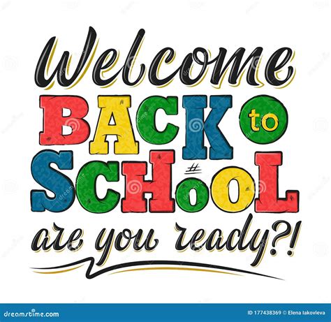 Welcome Back To School Decorated Lettering Sign Stock Vector