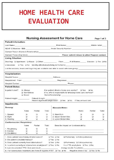 Homecare Agreement Contract Form Home Health Care Evaluation Etsy Uk