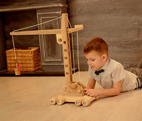 Wood Toys Crane Eco Friendly Montessori Toy For Kids Childrens Wooden