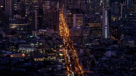 Download Wallpaper 3840x2160 Night City Metropolis Aerial View