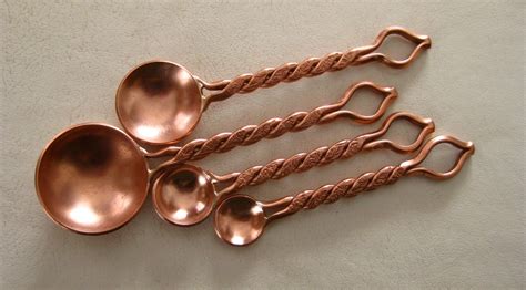 Copper Measuring Spoon Set Handmade From Recycled Materials Etsy