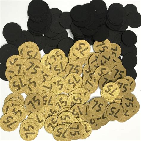 75th Birthday Party Confetti 3 4 Inch Circles 75 Black And Etsy