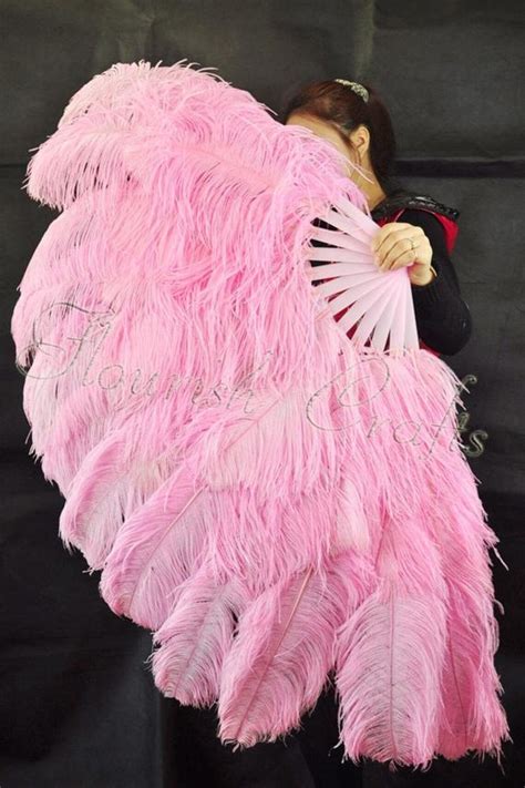 Large Ostrich Feather Fan Light Pink 50 X 30 For Etsy