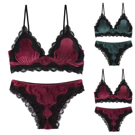 Woman Sexy Lace Lingerie Set Velvet Seamless Brabrief Solid Thin