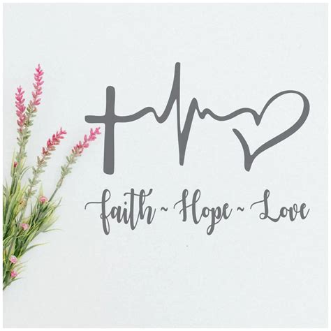 Faith Hope Love Cross Heartbeat Heart Decal Sticker The Simple Stencil