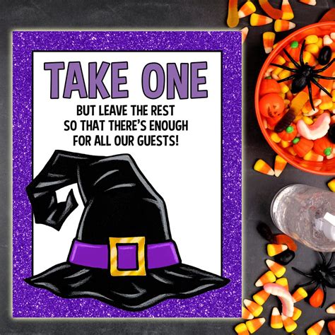 Trick Or Treat Take One Sign Instant Download 2 Colors 8 X Etsy