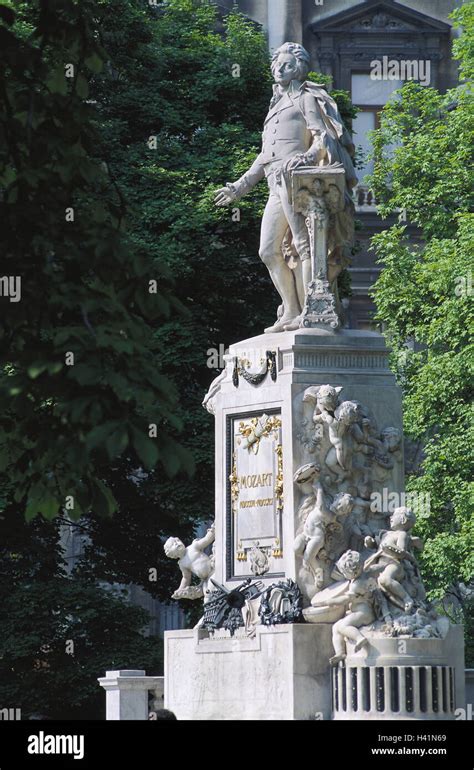 Austria Vienna Castle Garden Mozarts Monument Europe Capital