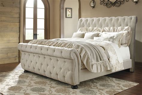 He has the ashley bedroom set that these rails go to. Willenburg Linen King Upholstered Sleigh Bed from Ashley ...
