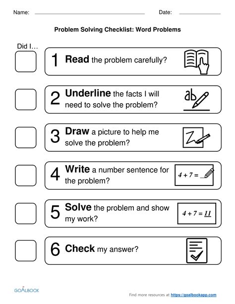 Math Problem Solving Checklist