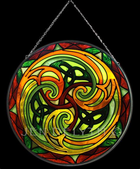 Triskele Stained Glass Celtic Art By Welsh Artist Jen Delyth Official