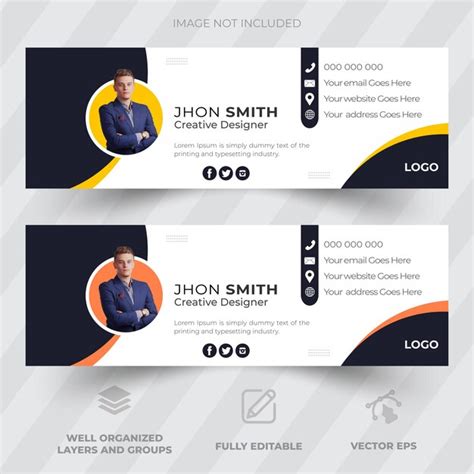 Premium Vector Email Signature Template Or Email Footer And Personal