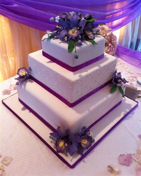 wedding cake with purple orchid flowers purple cakes purple wedding cakes simple wedding cake