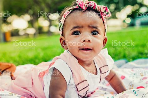 Portrait Of A Happy Adorable 6 Month Old African American Baby Girl