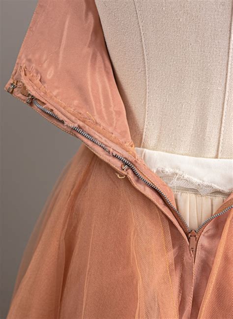Stunning 50s Nude Tulle Dress By Designer Peggy Hunt Gem
