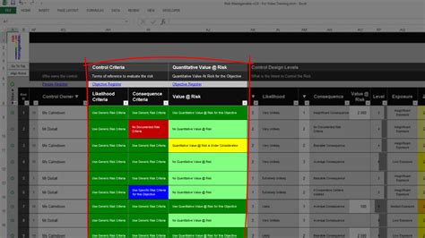 A simple excel risk register. Risk Template in Excel Training • Overview: Control Register Tab