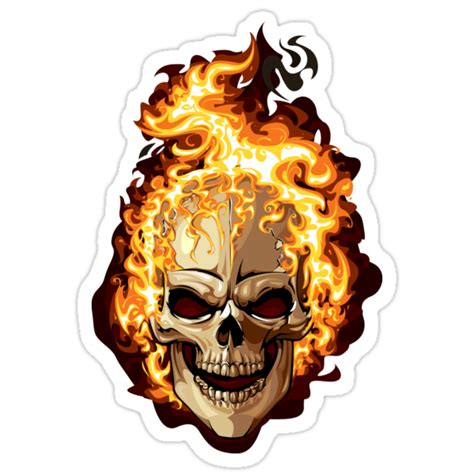 Fire Skull Ghost Rider Stickers By Marviox Redbubble
