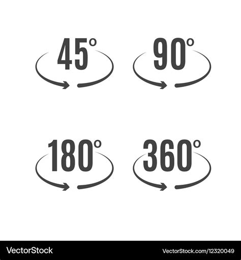 Angle Degrees Icons Design Arrows Rotation Circle Vector Image