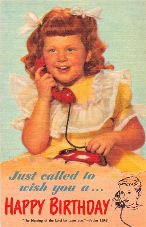 Birthday Greetings Red Hair Girl On Phone Antique Postcard J69670 Happy Birthday Vintage