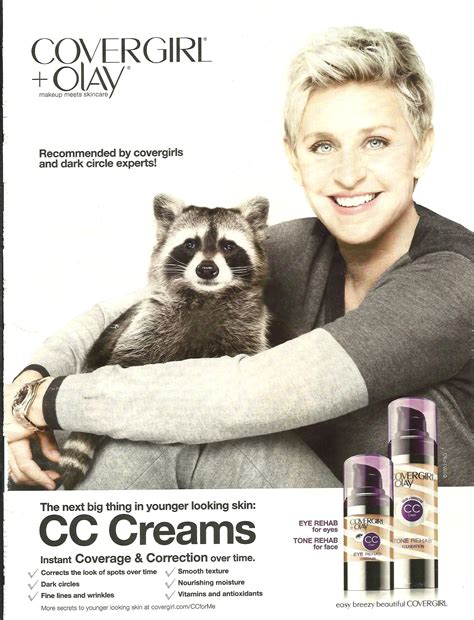 Covergirl And Olay Ad With Ellen Degeneres And A Raccoon Ellen
