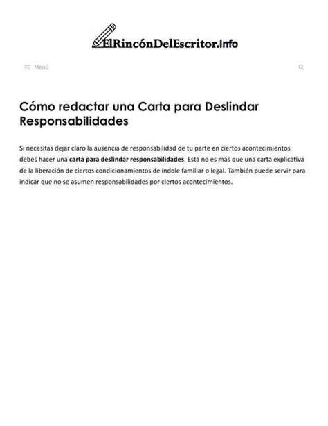 ¿cómo Se Escribe Una Carta Para Deslindar Responsabilidades Udocz