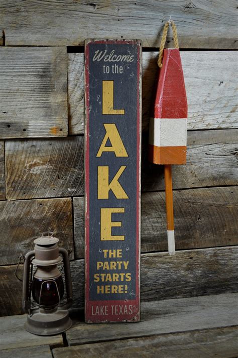 Wooden Lake Signs Outdoors Wooden Sign Lake Decor Old Etsy