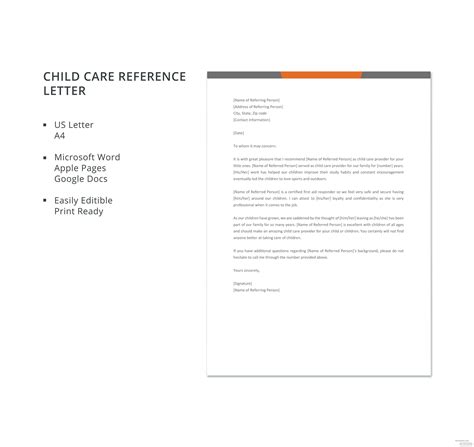 Free Child Care Reference Letter Template In Microsoft Word Apple