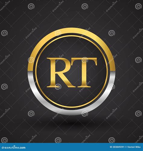 Rt Letter Logo In A Circle Gold And Silver Colored Vector Design