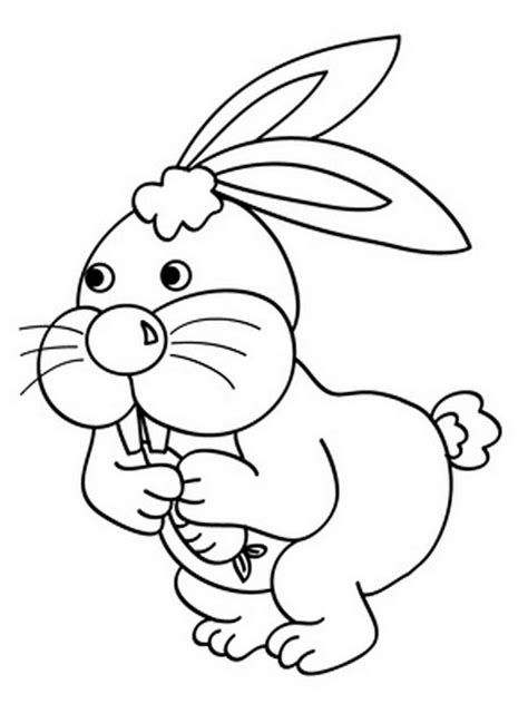 Votre lapin y sera plus sensible et plus réceptif. Coloriage de Lapin, dessin Il grignote avec ses grandes ...