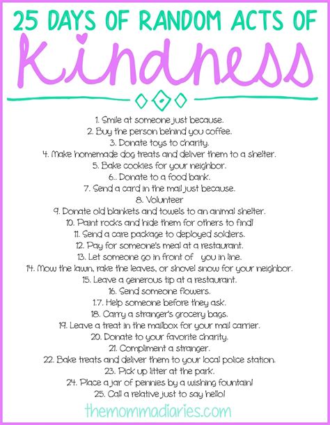 Acts Of Kindness List For Kids