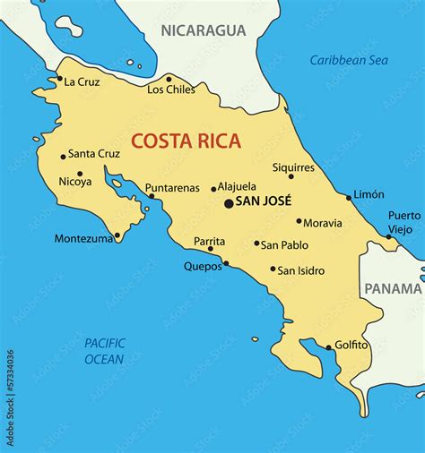 Republic Of Costa Rica Vector Map Stock Vector Adobe Stock