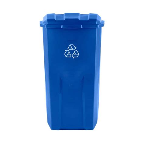 Reviews For Rubbermaid Roughneck 45 Gal Vented Blue Wheeled Recycling Trash Container Pg 1