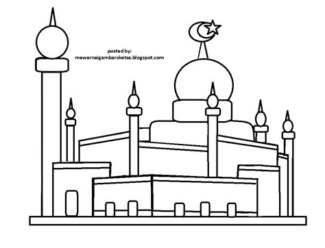 Gambar Mewarnai Gambar Sketsa Masjid 35 Tempat Ibadah Berdoa Kolase Di