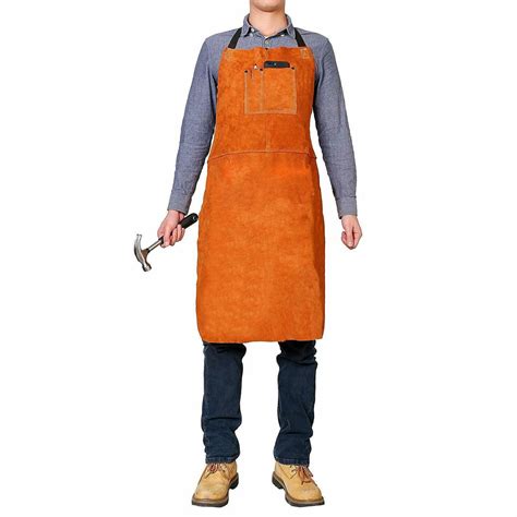 Leather Welding Work Apron Heat Resistant And Flame Resistant Bib Apron