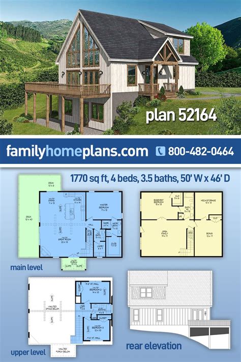 Hillside House Plan With 1770 Sq Ft 4 Bedrooms 3 Full Baths 1 Half