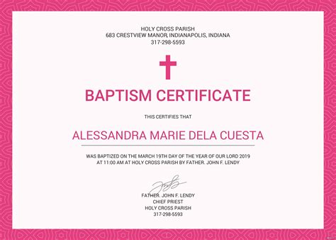 Free Baptism Certificate Template In Psd Ms Word Publisher