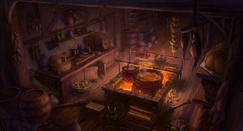 Artstation Medieval Kitchen Heewon Jang Fantasy Rooms Fantasy Art