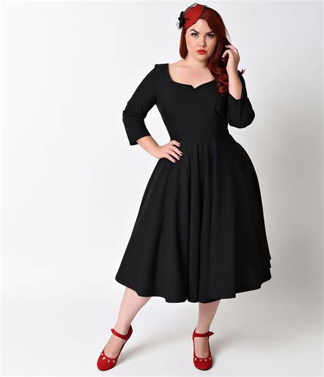Unique Vintage Plus Size S Black Devon Swing Dress Atelier Yuwa