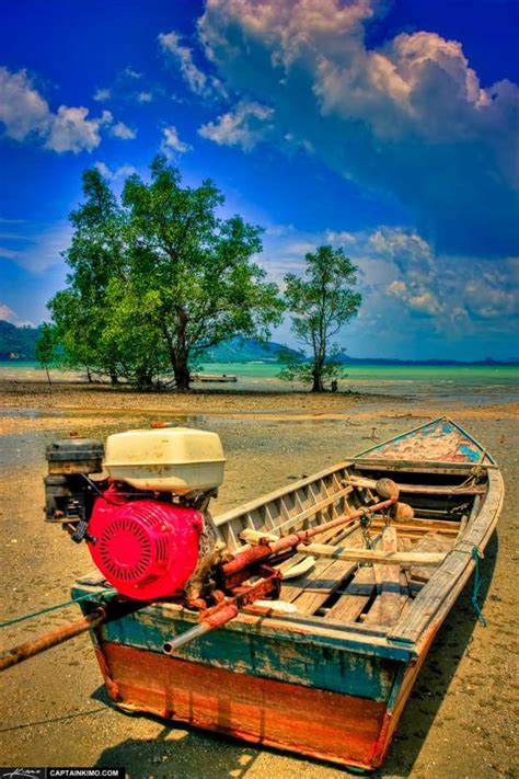 Small Boat On Coconut Island Phuket Thailand Hdr Photography By
