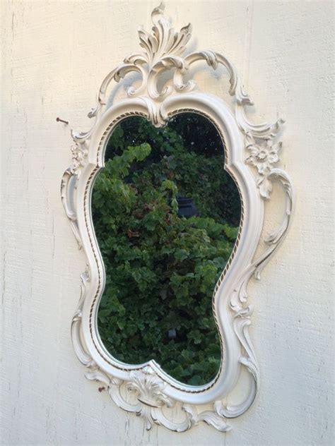 Vintage Cream Ornate Mirror Frame Oval French Country Etsy Mirror