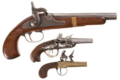 Three Antique Black Powder Pistols Rock Island Auction