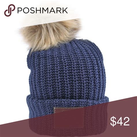 Love Your Melon Navy Natural Pom Beanie