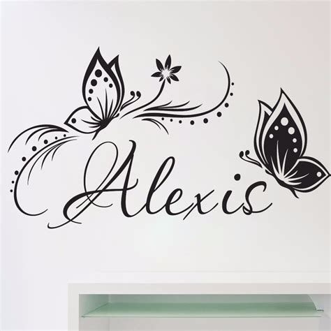 Personalized Name And Butterflies Wall Vinyl Decal Sticker For Baby Girl