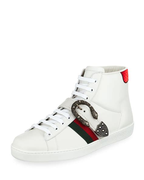 Gucci Mens Ace High Top Sneakers With Dionysus Buckle Neiman Marcus