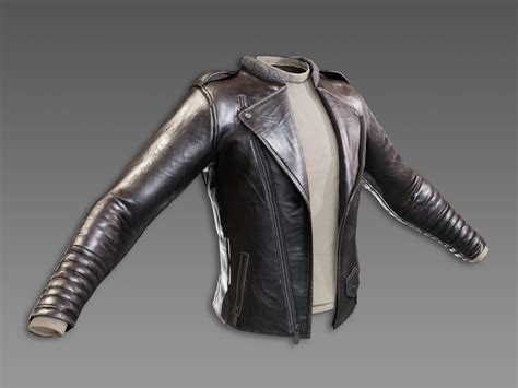 3d Model Lowpoly Pbr Leather Jacket Vr Ar Low Poly Cgtrader