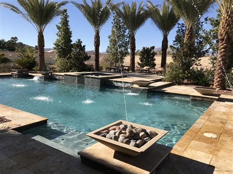 We can mount standard deck jets into the pool deck, on the sidewall of your pool, or install them in the surrounding landscape. Custom Pool/Spa with water features, fire bowls and deck ...